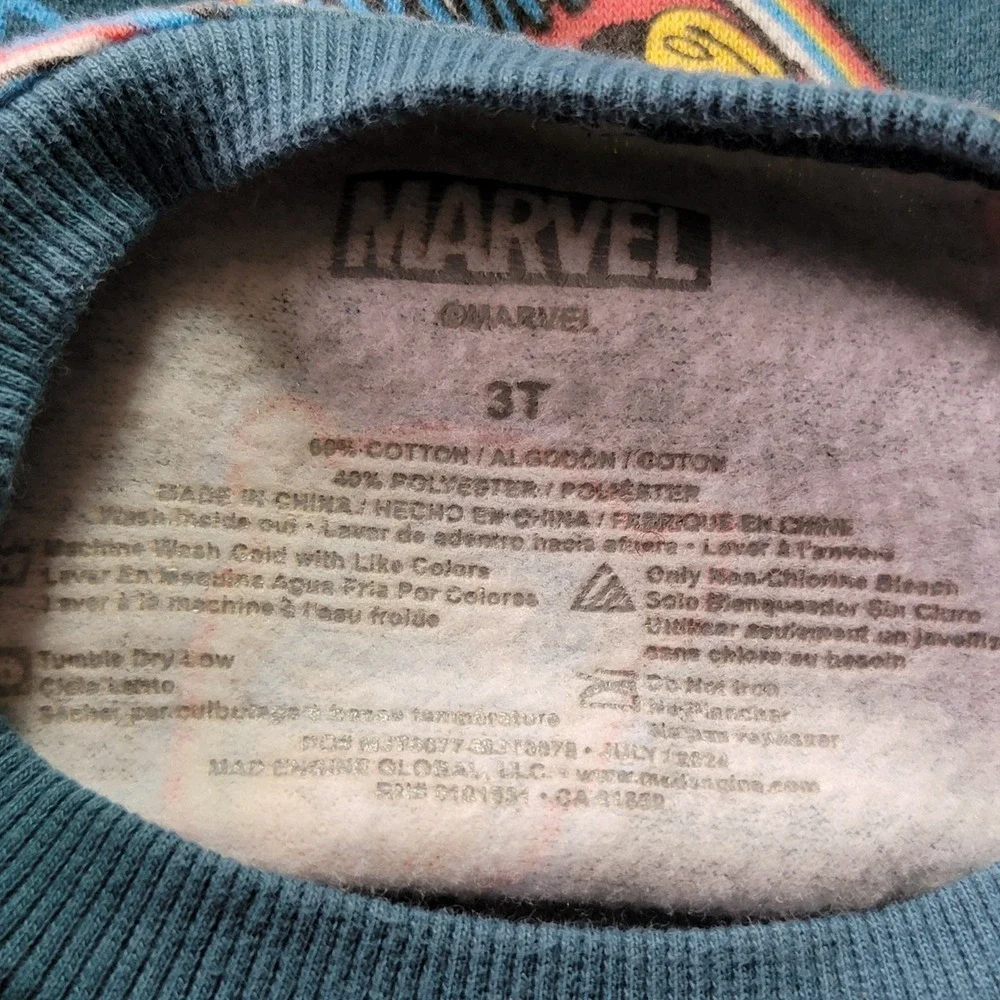 Marvel Avengers Toddler Boys Teal Blue AOP Sweatshirt‎ Thor Hulk Iron Man 3T